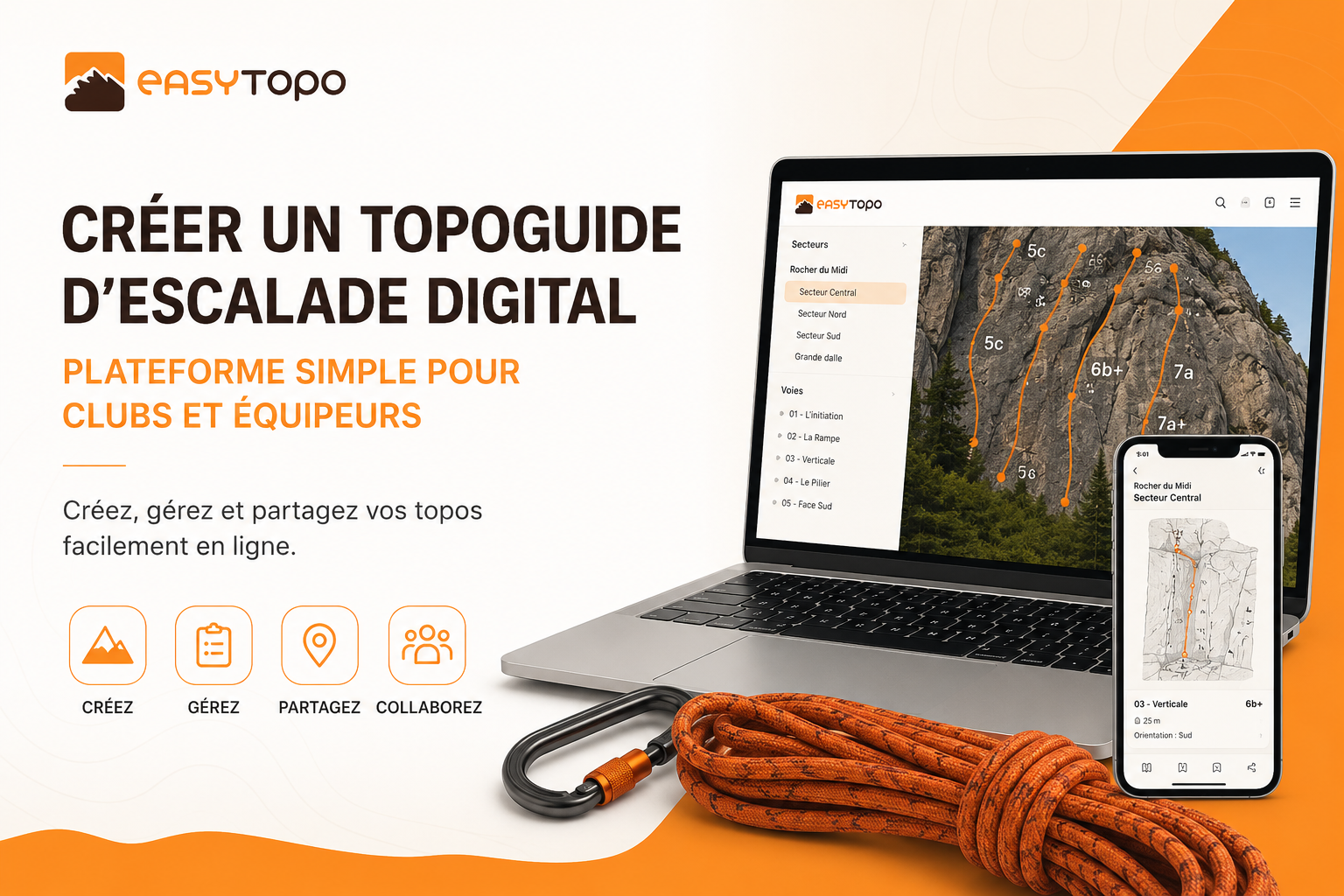 Créer un topoguide d’escalade digital | Plateforme simple pour clubs et équipeurs